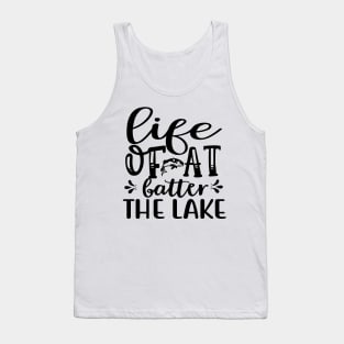 Wishing I Was Fishing - Less Talk More Fishing - Gift For Fishing Lovers, Fisherman - Black And White Simple Font Tank Top